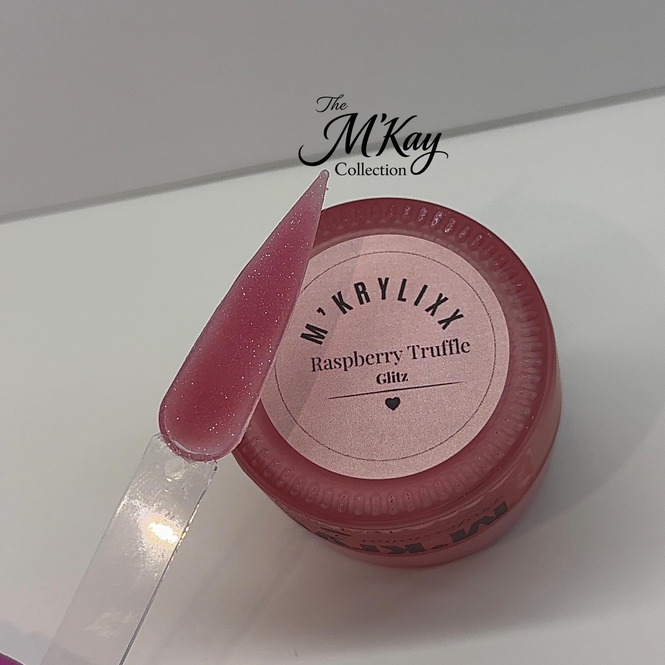M’Krylixx Raspberry Truffle Glitz Acrylic Powder – 1 oz
